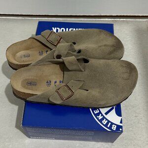 Birkenstock Boston Suede Taupe Men’s Size 43 / US 10 Worn With Box